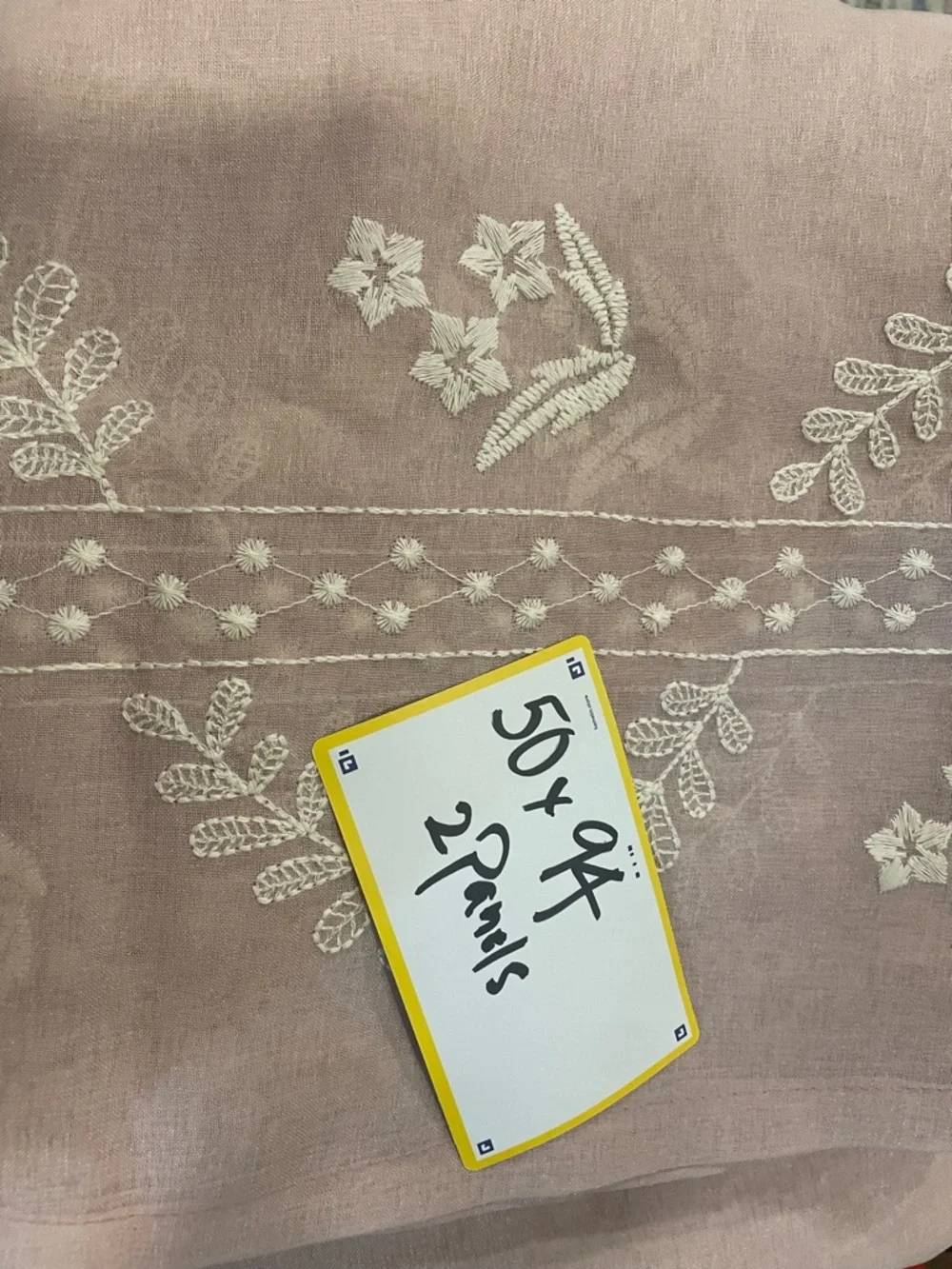 Light-Filtering Sheer Window Panel Pair in Blush Pink Boho